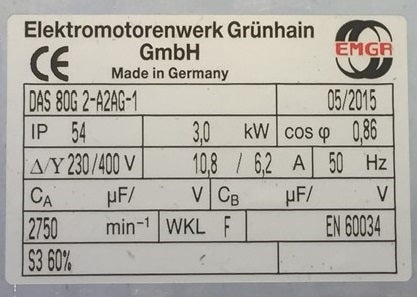 Motor 230/400V/3  3kW EMG (UTGÅTT)